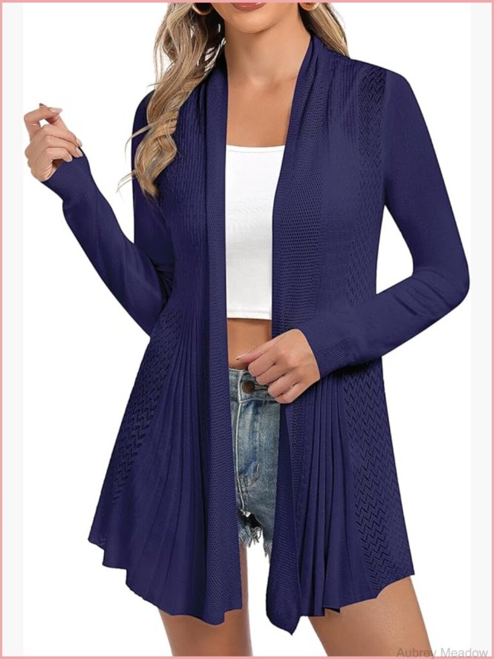 Women's Open Front Cardigan Lightweight Knit Long Sleeve Casual Sweater